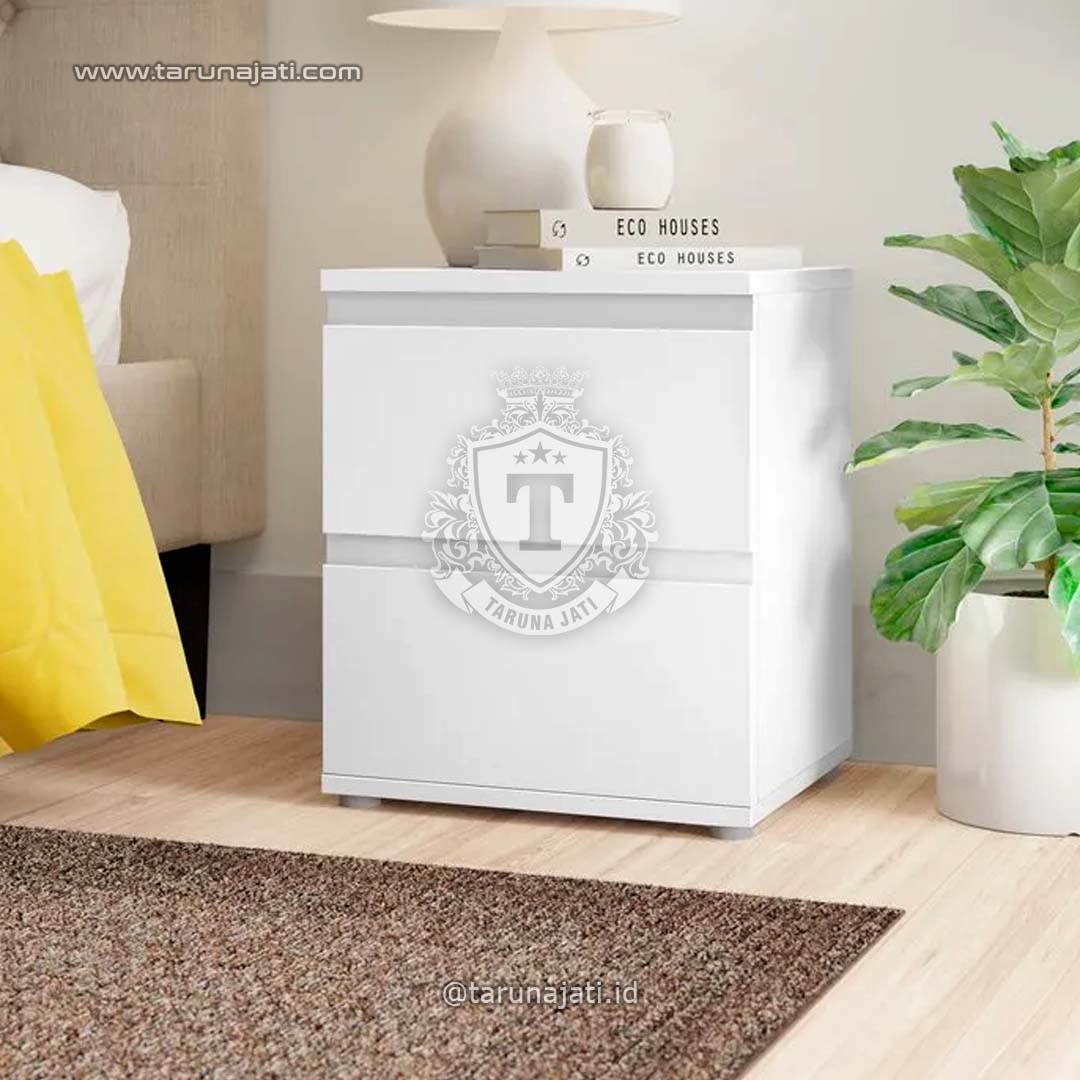 Nakas Saming Tempat Tidur 2 Laci Putih Nakas Saming Tempat Tidur 2 Laci Putih