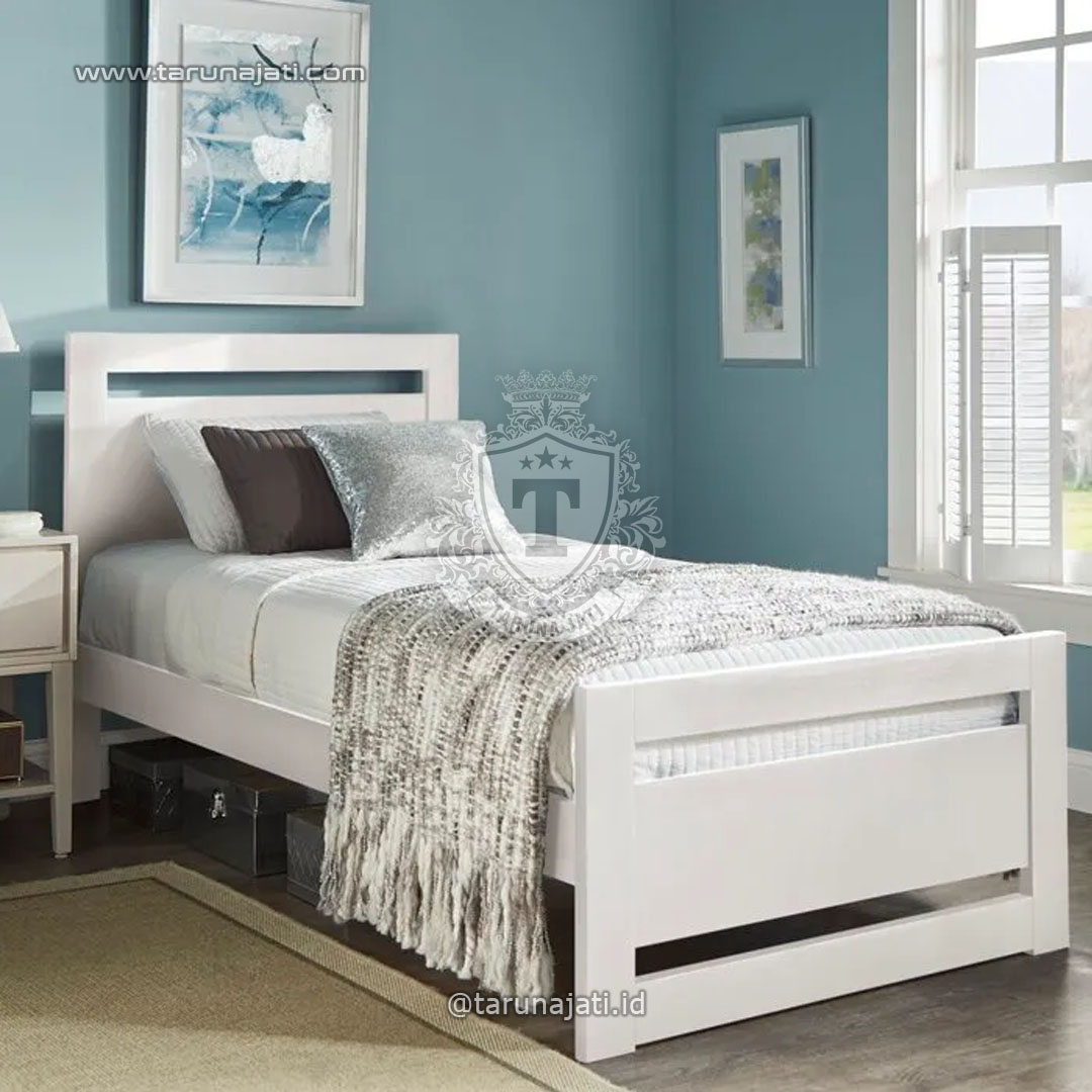 Tempat Tidur Single Warna Putih Tempat Tidur Single Warna Putih