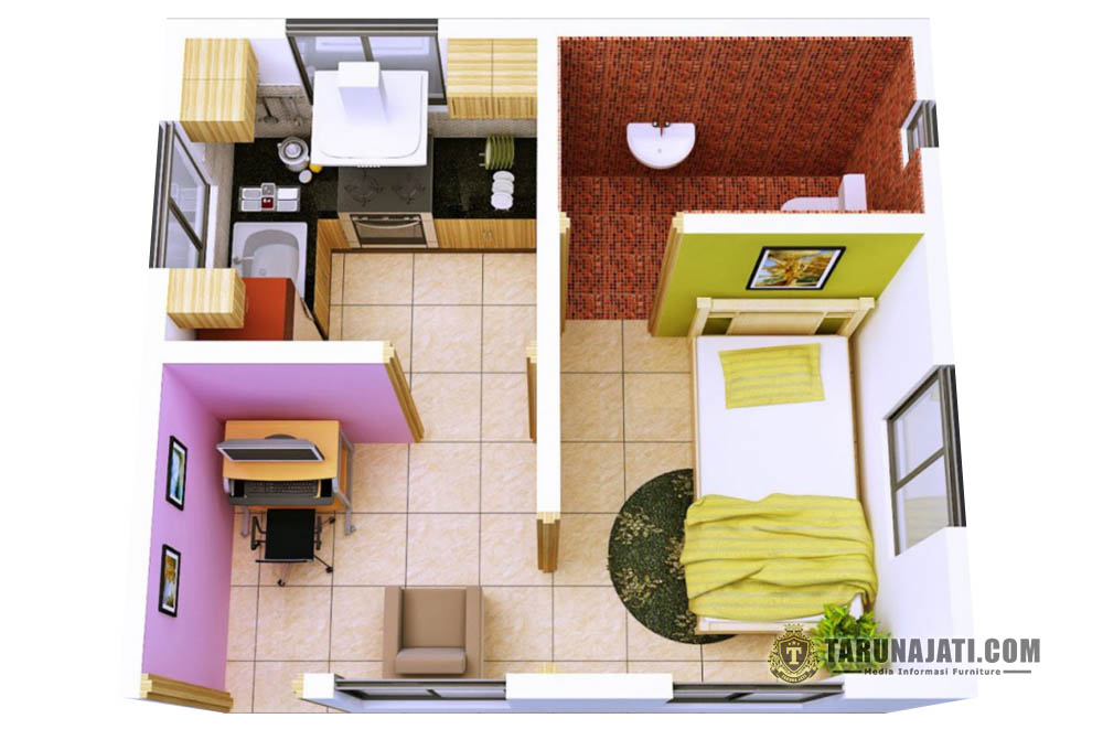 Desain Rumah 1 Kamar Kamar Mandi Dalam