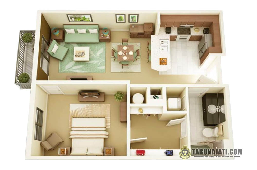 Desain Rumah 1 Kamar Sentuhan Minimalis untuk Kesan Bersih dan Modern